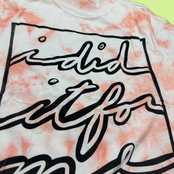 Inner Thoughts Orange Tie Dye Tee with "I Did It For Me" Design in Black - Picture 2 of 3